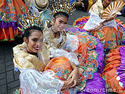 Parade participants in their colorful costumes during the Sumaka Festival in Antipolo City. Editorial Stock Photo
