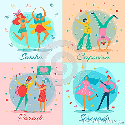 Parade People Flat Icon Set Vector Illustration