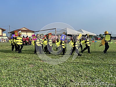 The parade, in sport day of primary student at school Editorial Stock Photo