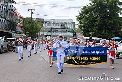 Parade of Thai student Editorial Stock Photo