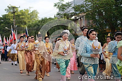 Parade of Thai student Editorial Stock Photo