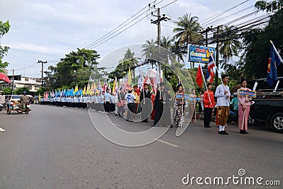 Parade of Thai student Editorial Stock Photo