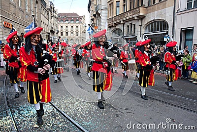 Parade, Waggis, Carnival in Basel, Switzerland Editorial Stock Photo