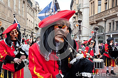 Parade, Waggis, Carnival in Basel, Switzerland Editorial Stock Photo