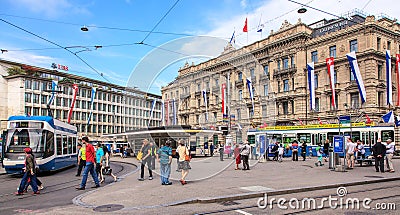 Paradeplatz square in Zurich, Switzerland Editorial Stock Photo