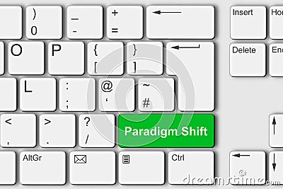 Paradigm shift concept PC computer keyboard 3d illustration Cartoon Illustration