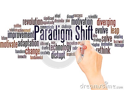 Paradigm Shift word cloud hand writing concept Stock Photo