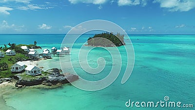 Paradise, Aerial Shoot, Beautiful Landscape, Atlantic Ocean, Islands Of Bermuda, Rocky Reefs, Tropical Beach Stock Photo