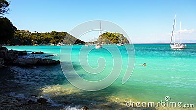 Paradise Beach, Paxos Island, Vacation Greece Stock Photo