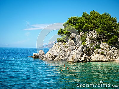 Paradise beach in Croatia, Brela, Dalmatia Stock Photo