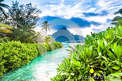 Paradise Bora Bora Island, French Polynesia. Stock Photo