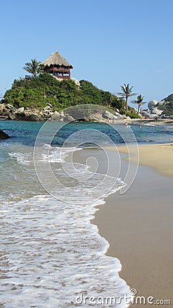 Paradise caribbean blue sea in Colombian cost, caribe, playas hermosas Stock Photo