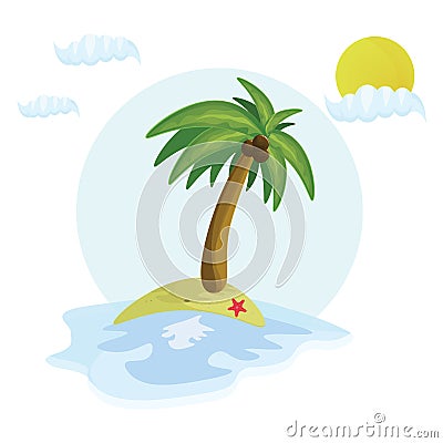 A paradise island in the middle of the sea Vector Illustration