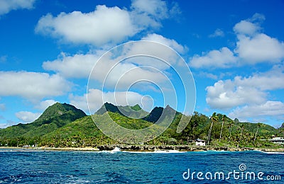 Paradise tropical island, a motu in a lagoon Stock Photo