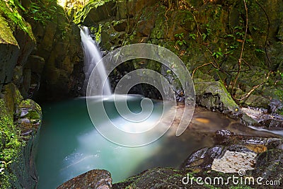 Paradise waterfall in the jungle Stock Photo