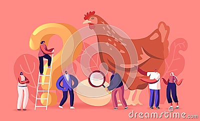 Paradox Which Came First Chicken or Egg Concept. Causality Dilemma, Chicken-and-egg Metaphoric Adjective Vector Illustration