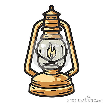 Paraffin lantern lamp for camping in the woods Vector Illustration