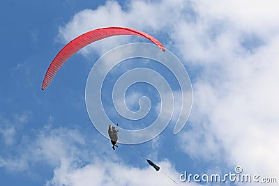 Paraglider being towed on a winch launch Stock Photo