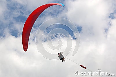 Paraglider being towed on a winch Stock Photo