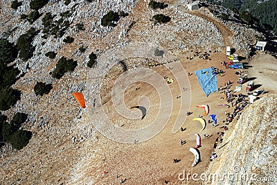 Paraglider fly from Mount Babadag top Stock Photo