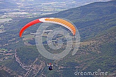 Paraglider flying from the Chabre Stock Photo