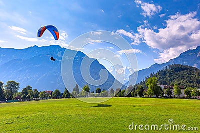 Paraglider in Interlaken, Switzerland Stock Photo