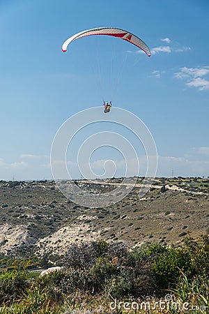 Paraglider at Kourion, Cyprus Editorial Stock Photo