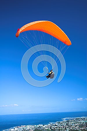 Paraglider launching Stock Photo