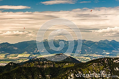 3 paragliders Stock Photo