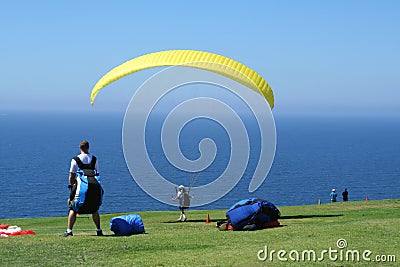 Paragliders Prepare for Liftoff Editorial Stock Photo