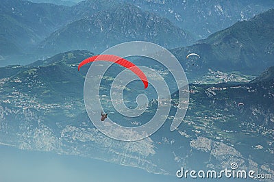 Paragliding in The Alps Stock Photo