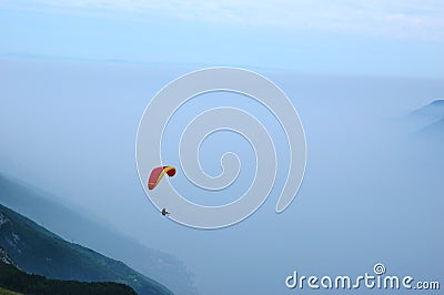 Paragliding in The Alps Stock Photo