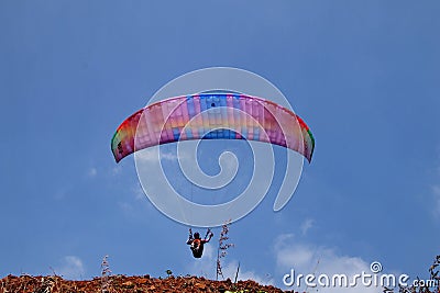 Paragliding athletes while competing in the national championship Editorial Stock Photo