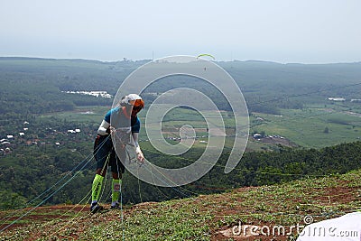 Paragliding athletes while competing in the national championship Editorial Stock Photo