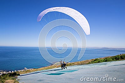 Tandem paragliding in Cape Town. Editorial Stock Photo