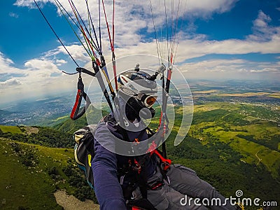 Paragliding on Caucasus Editorial Stock Photo