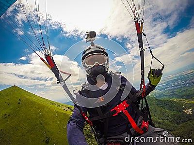 Paragliding on Caucasus Editorial Stock Photo
