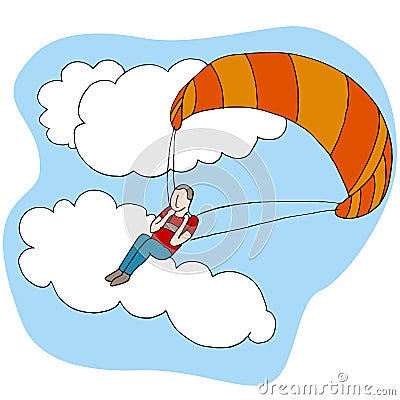 Paragliding Man Vector Illustration