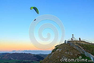 Paragliding off of Te Mata Peak, New Zealand Editorial Stock Photo
