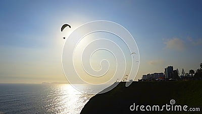 Paragliding In The Sea Stock Photo