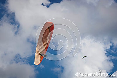 Paragliding on the sky above the sea Stock Photo