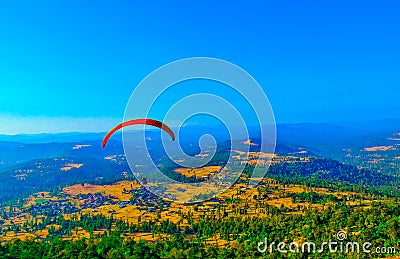 Paragliding in the sky,Paragliding for the first time it appears here, Extreme sport,paragliding Stock Photo