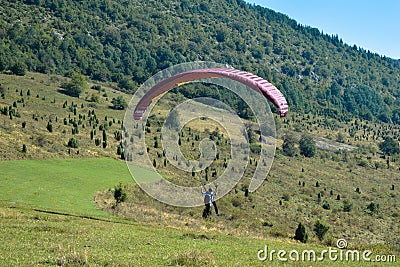 Paragliding sport with nice landscapes Editorial Stock Photo