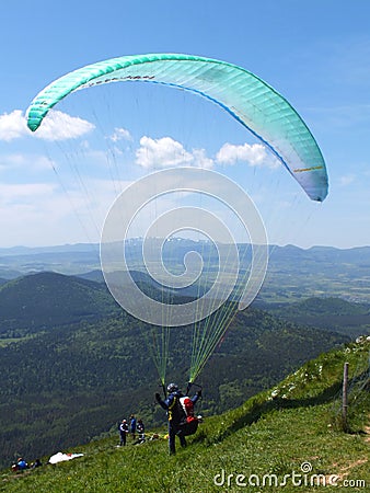 Paragliding Takeoff Puy de Dome Editorial Stock Photo