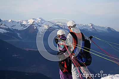 Paragliding in tandem Stock Photo