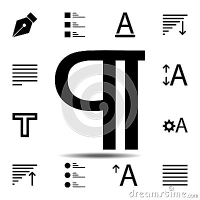Paragraph, text icon. Simple glyph, flat vector of Text editor set icons for UI and UX, website or mobile application Stock Photo