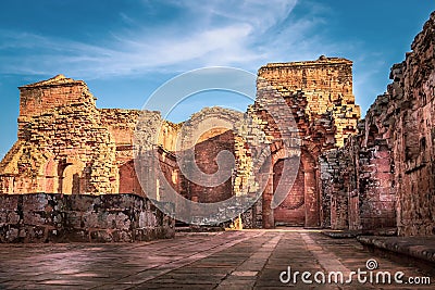 Paraguay - Inside the Former Church of the Jesuit Mission Ruins at Santisima Trinidad del Parana UNESCO World Heritage Stock Photo