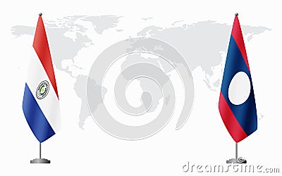 Paraguay and Laos flags for official meeting Vector Illustration