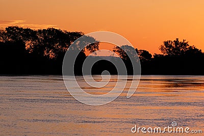 Paraguay River at sunset between Corumba and Porto Jofre, Pantanal, Mato Grosso do Sul, Brazil Stock Photo