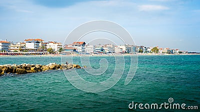 Paralia Katerini Beach View In Greece. Perfect Summer Destination In The Greek Riviera Stock Photo